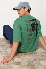 Trendyol Green Oversize 100% Cotton Anime Printed T-Shirt