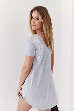 Stylish light gray tunic with wings on the back in white
