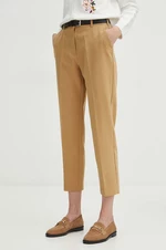 Kalhoty Medicine dámské, béžová barva, střih chinos, high waist