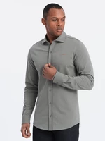 Pánske bavlnené tričko Ombre REGULAR z jedného úpletu - svetlá khaki
