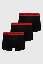 Boxerky HUGO (3-pack) pánské, černá barva, 50469766