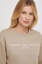 Mikina Tommy Hilfiger dámská, béžová barva, s potiskem, WW0WW39791
