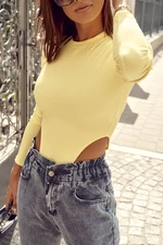 Yellow ribbed bodysuits with long sleeves