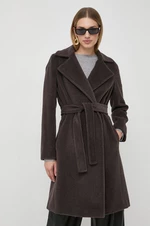 Vlnený kabát Marella hnedá farba, prechodný