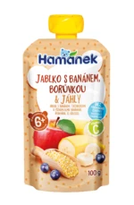 HAMÁNEK kapsička Jablko s banánem, borůvkou a jáhly 100 g