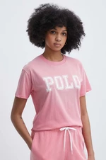 Bavlnené tričko Polo Ralph Lauren dámske,ružová farba,211935591