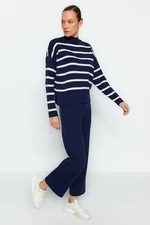 Trendyol Navy Blue Striped Sweater Bottom-Top Suit with Pants