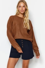 Trendyol Brown Foil Printed Knitwear Sweater