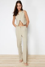 Trendyol Mink Straight Ribbed Woven Trousers