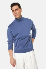 Trendyol Limited Edition Indigo Oversize/Wide-Fit Labeled Fleece Long Sleeve Sweatshirt
