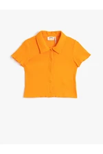 Koton Polo T-Shirt With Short Sleeves, Snap Buttons, Cotton Ribbon.