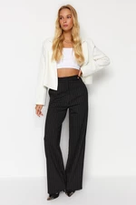 Trendyol Black Striped Straight Fit High Waist Knitted Pants