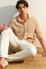 Trendyol Limited Edition Stone Regular Fit Striped Textured Shirt