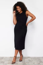 Trendyol Curve Black Fake Lace Detailed Knitted Dress