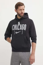 Mikina Nike Chicago White Sox pánska, čierna farba, s kapucňou, s potlačou