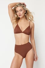 Trendyol Brown High Waist Regular Bikini Bottom