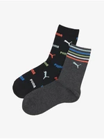 Set of two pairs of girls' socks in dark gray and black Puma - unisex