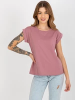 Dámské basic tričko s kulatým výstřihem - růžové
