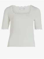 Bílé dámské žebrované tričko VILA Lana - Dámské