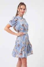 Lafaba Women's Blue Patterned Shirt Dress