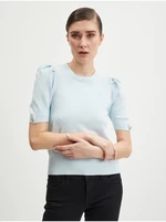 Light blue women's sweater with short sleeves Guess Emma