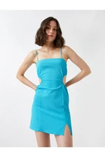Koton Mini Dress with thin straps and slits at the window detail.