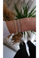 Polo Air Adjustable Women's Baguette Watertrack Bracelet with Zircon Stones Combined Copper Yellow Silver Color