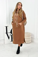 Brown long dress with hood