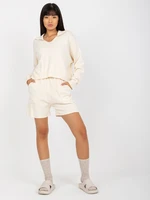 Ecru Knitted Casual Set with Shorts