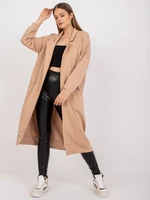 One-size beige long sweatshirt without fastening