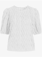 White pleated blouse with balloon sleeves VILA Plisso - Women