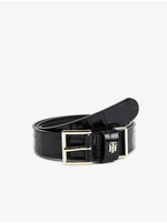 Black Ladies Belt with Crocodile Pattern Tommy Hilfiger - Women