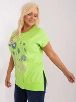 Light green blouse plus size with short sleeves