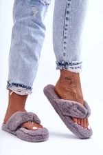 Lady's leather slippers Papcie grey Elma