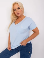 Light blue cotton blouse of larger size