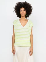 Neon yellow striped loose T-shirt CAMAIEU - Women