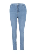 Trendyol Curve Light Blue Flexible Skinny Denim Jeans with Slit and Tassel Detail