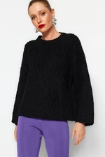 Trendyol Black Wide Fit Soft Textured Knitwear Sweater