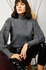 Olalook Women's Smoked Sleeve Detail, Soft Textured Knitwear Sweater