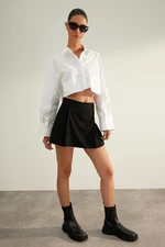 Trendyol Black Premium Quality Pleated Woven Shorts Skirt