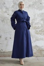 InStyle Nomira Stone Detailed Belted Stash Abaya - Navy Blue