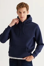 AC&Co / Altınyıldız Classics Men's Navy Blue Standard Fit Regular Fit Inner Fleece 3 Thread Hooded Cotton Sweatshirt