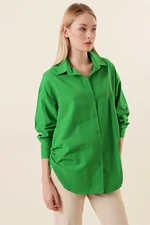 Bigdart 20132 Oversized Shirt with Ruffles - Green