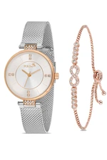 Polo Air Stylish Wicker Cord Women's Wristwatch Zircon Stone Infinity Bracelet Combination Gold Color