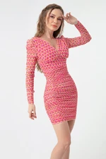 Lafaba Women's Orange Patterned Mini Dress