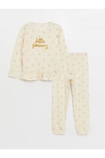 LC Waikiki Crew Neck Printed Long Sleeve Girls' Pajamas Set