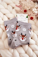 Dámské vánoční ponožky lesklé sobově šedé