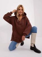 Dark brown cotton kangaroo sweatshirt
