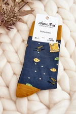 Pánske ponožky s pivným vzorom v námorníckej modrej farbe