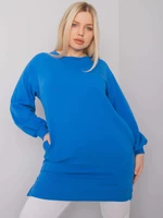 Tmavě modrá bavlněná mikina větší velikosti pro ženy